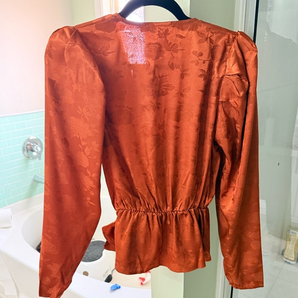 Women's Orange Wrap Top - Picture 3 of 8